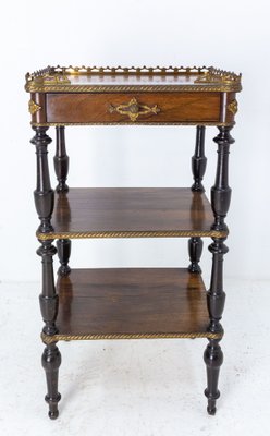 French Napoleon III Brass & Walnut Serving Table or Side Table, 1880-RIU-1259151