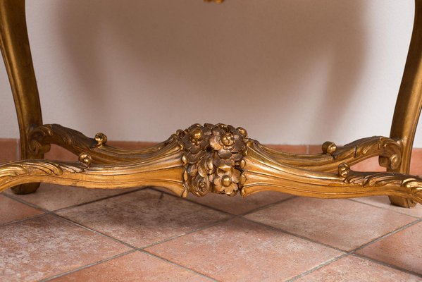 French Napoleon III Golden and Carved Wooden Coffee Table-KKK-1215162