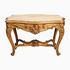 French Napoleon III Golden and Carved Wooden Coffee Table-KKK-1215162