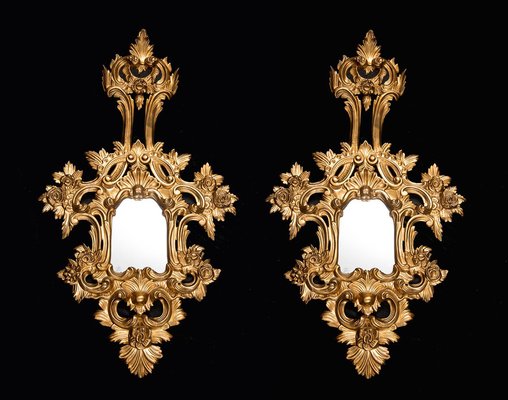 French Napoleon III Mirrors in Gilt Carved Wood, 19th Century, Set of 2-KKK-1773815