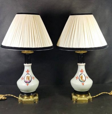 French Napoleon III Oil Lamps from Porcelain de Paris, Set of 2-QRS-766505