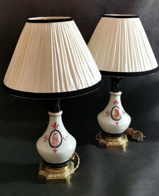 French Napoleon III Oil Lamps from Porcelain de Paris, Set of 2-QRS-766505