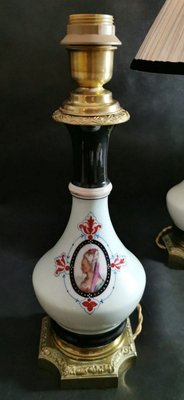 French Napoleon III Oil Lamps from Porcelain de Paris, Set of 2-QRS-766505