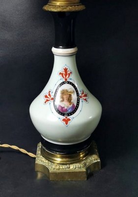 French Napoleon III Oil Lamps from Porcelain de Paris, Set of 2-QRS-766505