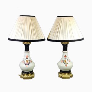 French Napoleon III Oil Lamps from Porcelain de Paris, Set of 2-QRS-766505