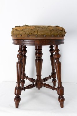 French Napoleon III Piano Stool in Walnut, Circa 1880-RIU-1285358