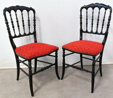 French Napoleon III Red Chairs, Late 19th Century, Set of 2-RIU-901305