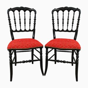 French Napoleon III Red Chairs, Late 19th Century, Set of 2-RIU-901305