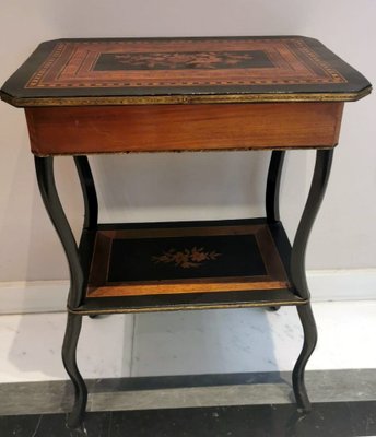 French Napoleon III Style Dressing Table with Mirror and Faux Drawer, 1850s-QRS-1751143