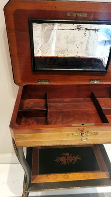 French Napoleon III Style Dressing Table with Mirror and Faux Drawer, 1850s-QRS-1751143