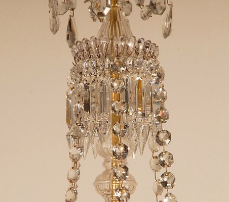 French Napoleonic Beaded 6 Light Candle Chandelier in Mercury Bronze & Baccarat Crystal-GOE-1033462