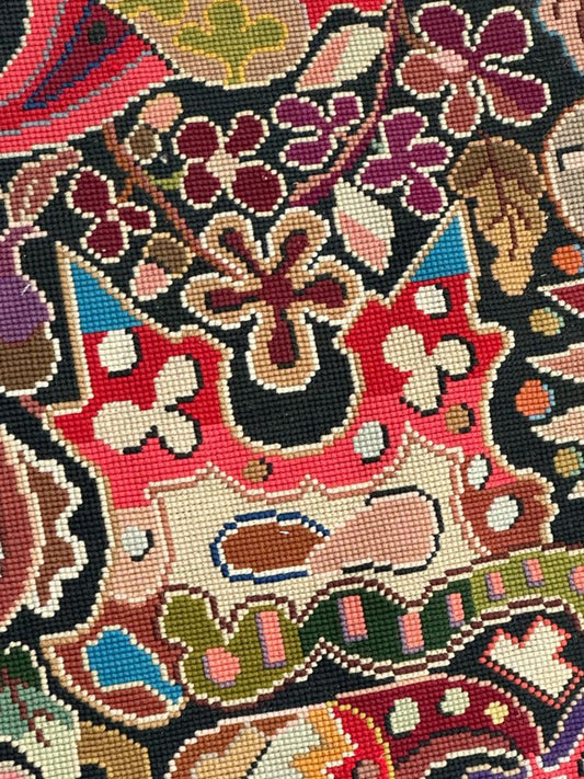 French Needlepoint Chair Cover Tapestry, 1890s