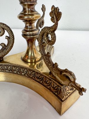 French Neoclassical Brass and Chrome Table Lamp with Dolphins, 1950s-WZZ-1805117