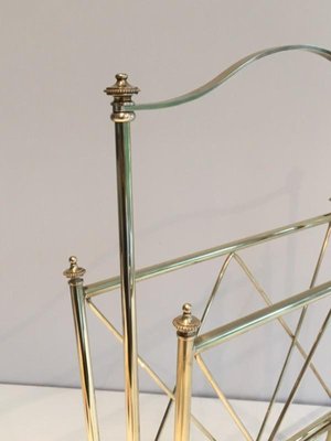 French Neoclassical Brass Magazine Rack Attributed to Maison Jansen, 1940s-BA-658713