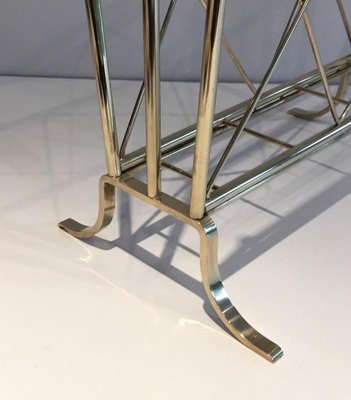 French Neoclassical Brass Magazine Rack Attributed to Maison Jansen, 1940s-BA-658713