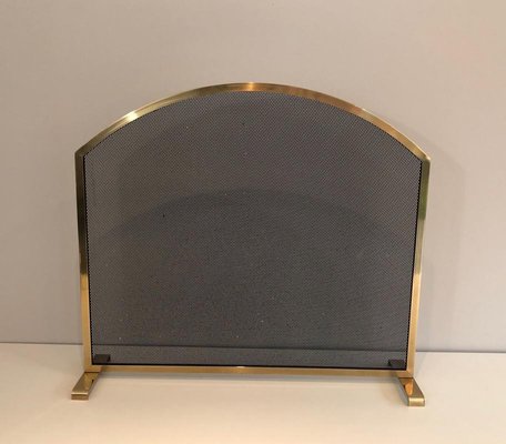 French Neoclassical Style Brass Fireplace Screen, 1970s-BA-753557