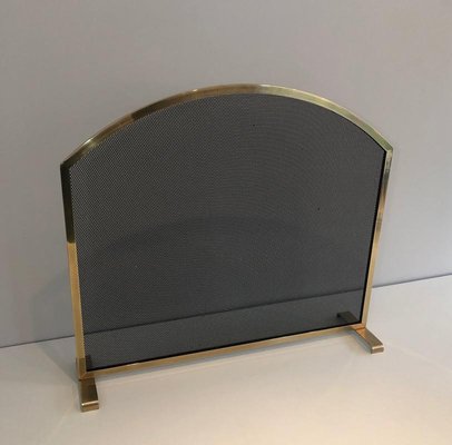 French Neoclassical Style Brass Fireplace Screen, 1970s-BA-753557