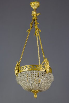 French Neoclassical Style Bronze and Crystal Glass Chandelier, 1920s-KEG-852109