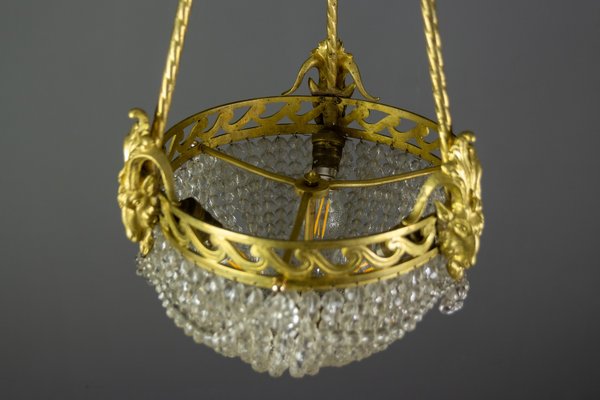 French Neoclassical Style Bronze and Crystal Glass Chandelier, 1920s-KEG-852109