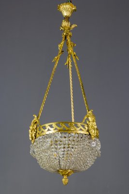 French Neoclassical Style Bronze and Crystal Glass Chandelier, 1920s-KEG-852109