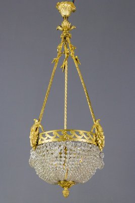 French Neoclassical Style Bronze and Crystal Glass Chandelier, 1920s-KEG-852109