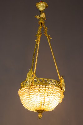 French Neoclassical Style Bronze and Crystal Glass Chandelier, 1920s-KEG-852109