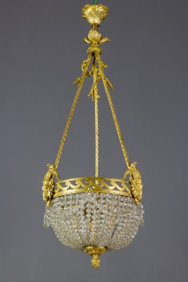 French Neoclassical Style Bronze and Crystal Glass Chandelier, 1920s-KEG-852109