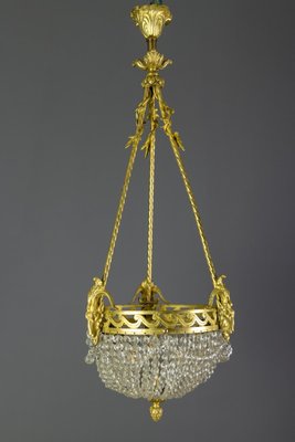 French Neoclassical Style Bronze and Crystal Glass Chandelier, 1920s-KEG-852109