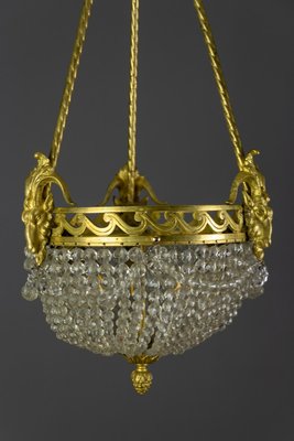 French Neoclassical Style Bronze and Crystal Glass Chandelier, 1920s-KEG-852109