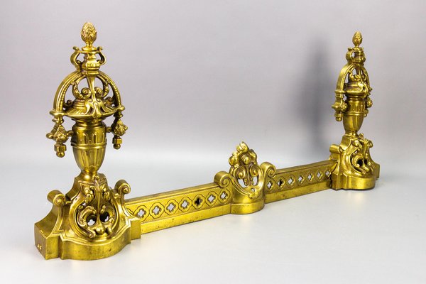 French Neoclassical Style Bronze Fireplace Fenders, 1920s, Set of 3-KEG-1744880