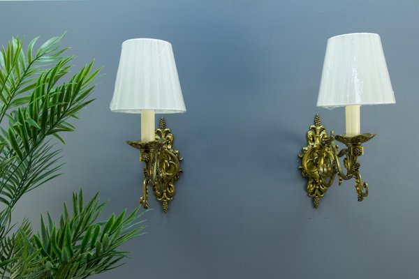 French Neoclassical Style Bronze Wall Lights, Set of 2-KEG-1135876