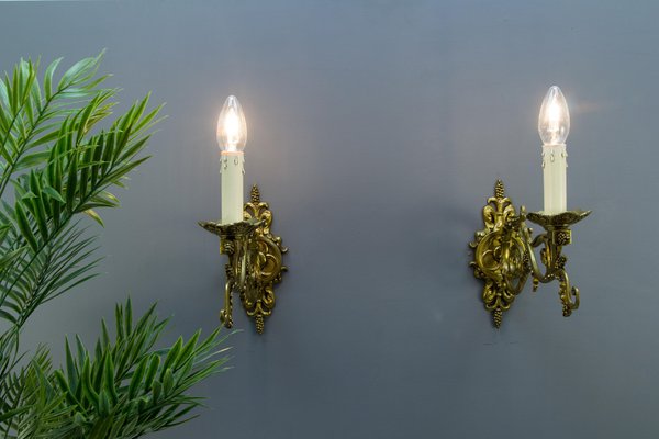 French Neoclassical Style Bronze Wall Lights, Set of 2-KEG-1135876