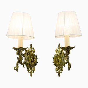 French Neoclassical Style Bronze Wall Lights, Set of 2-KEG-1135876