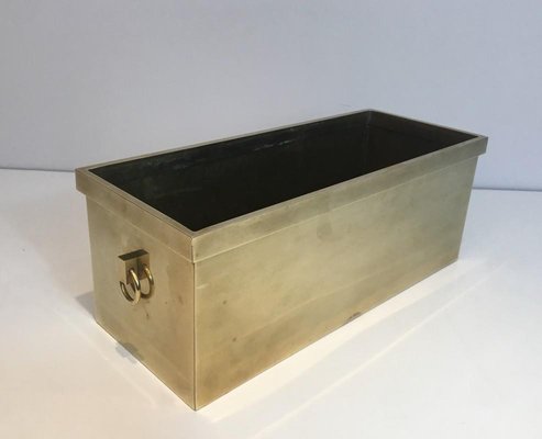 French Neoclassical Style Rectangular Brass Planter, 1970s-BA-697586