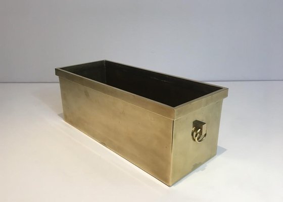 French Neoclassical Style Rectangular Brass Planter, 1970s-BA-697586