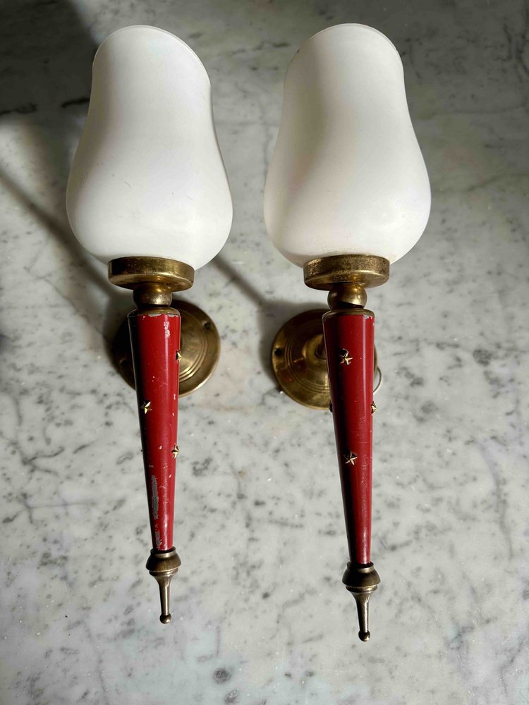 French Neoclassical Wall Sconces in the style of Maison Arlus, Set of 2