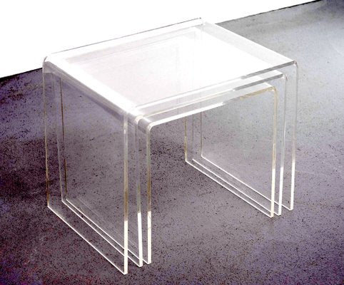 French Nesting Tables in Acrylic Glass, 1970s, Set of 3-GCG-1273907