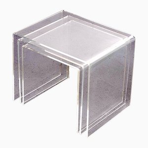 French Nesting Tables in Acrylic Glass, 1970s, Set of 3-GCG-1273907