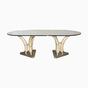 French Nickeled Brass and Resin Elephant Tusk Dining Table, 1960s-TDA-1376393