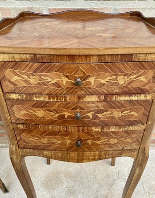 French Nightstands in Walnut with Three Drawers, 1940s, Set of 2-NOU-1373734