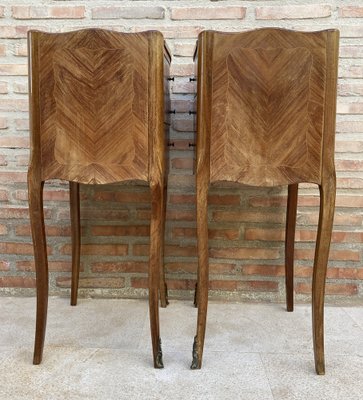 French Nightstands in Walnut with Three Drawers, 1940s, Set of 2-NOU-1373734