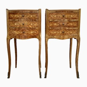 French Nightstands in Walnut with Three Drawers, 1940s, Set of 2-NOU-1373734