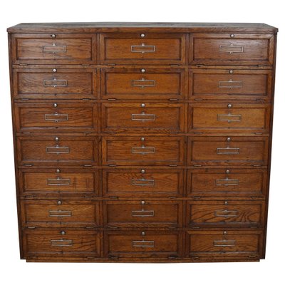 French Oak Bank Cabinet with Drop Down Doors, 1920s-XO-1757291