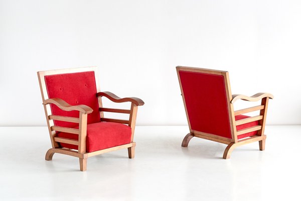 French Oak & Elm Armchairs by Marguerite Dubuisson, 1947, Set of 2-FMT-609297