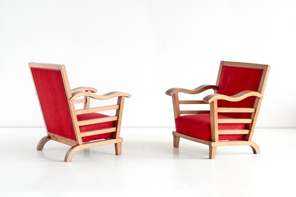 French Oak & Elm Armchairs by Marguerite Dubuisson, 1947, Set of 2-FMT-609297