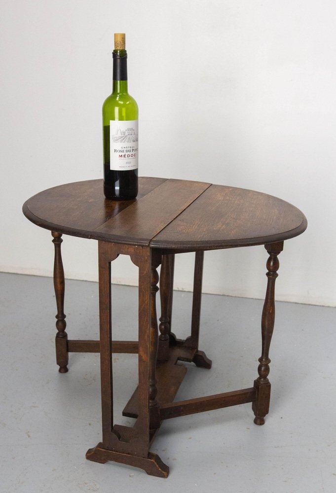 French Oak Little Oval Side Foldable Table, 1920s