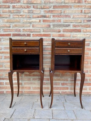 French Oak Nightstands with 2 Drawers, 1890s, Set of 2-NOU-1058786