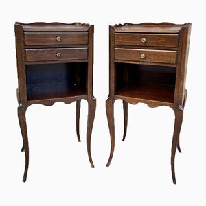 French Oak Nightstands with 2 Drawers, 1890s, Set of 2-NOU-1058786