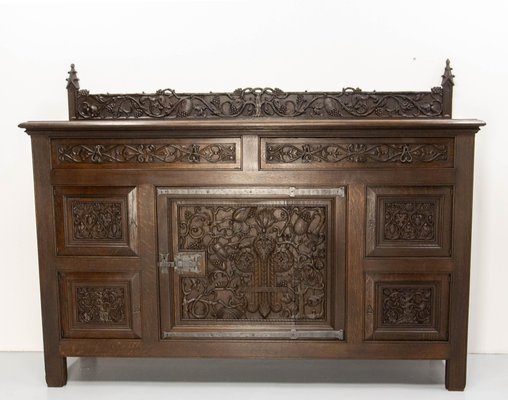 French Oak & Wrought Iron Buffet, 1920s-RIU-1706819