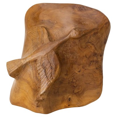 French Olive Wood Sculpture Flying Goose & Vide-Poche Reversible Objet, 1970s-RIU-1741876